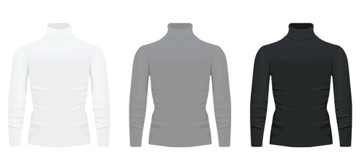 White, grey and black  roll neck shirt. vector illustration