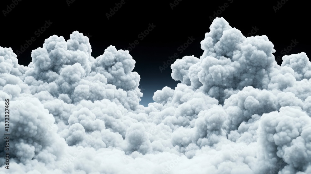 Poster white clouds against a black background, creating a dramatic and moody atmosphere. the clouds have a