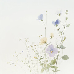 Delicate watercolor botanical digital paper floral background in soft basic nude beige tones