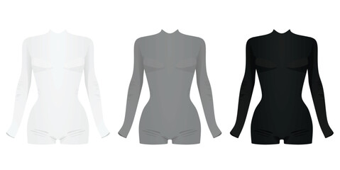 White, grey and black  bodysuit shirt. vector illustration