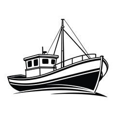 Fishing boat vector illustration.