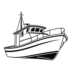 Fishing boat vector illustration.