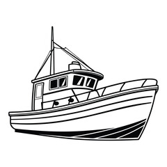 Fishing boat vector illustration.