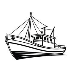Fishing boat vector illustration.