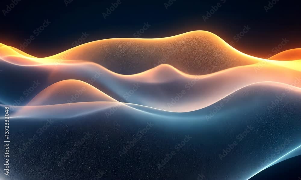 Poster abstract wavy flowing background with glowing light particles, perfect for visuals