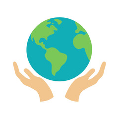 Earth in hands vector illustration