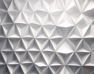 Elegant white triangular 3D background with seamless low-poly abstract geometric texture and smooth depth.