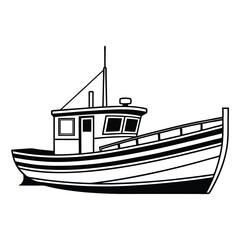 Fishing boat vector illustration.