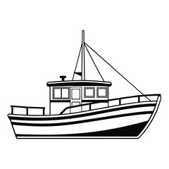 Fishing boat vector illustration.