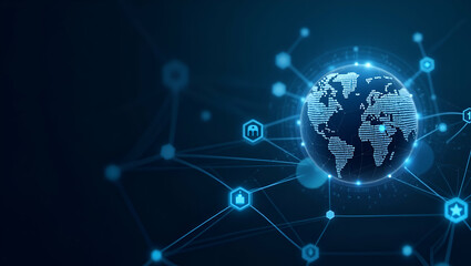 Obraz premium Explore minimalist wallpaper design with sleek abstract visuals and digital network icons, perfect for showcasing innovative fintech concepts.