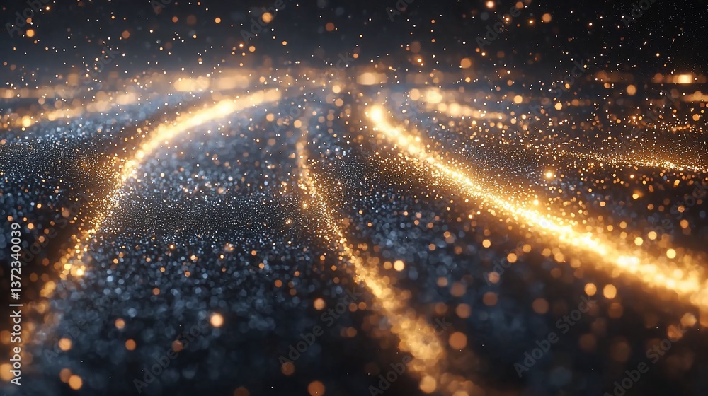 Poster abstract glittering particle streams background