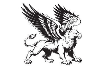 griffin Black and White Vector