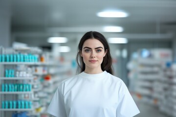 Fototapeta premium woman in hospital pharmacy, buying medicines., photography
