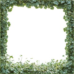 Fototapeta premium Green foliage forms a natural frame surrounding a white backdrop