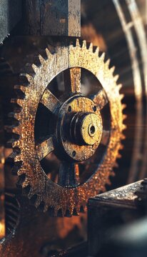 Dynamic 3d render of interworking gear and cog in dramatic lighting showcasing modern engineering