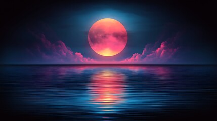 Obraz premium An isolated vector illustration of a sunset with the sun partially obscured by the horizon, rich colors.