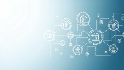 Minimalist Wallpaper Design: Abstract Digital Icons & Secure Cash Motifs for Central Bank Digital Cash - Modern Fintech Integration with Expansive Empty Space for Corporate Communications