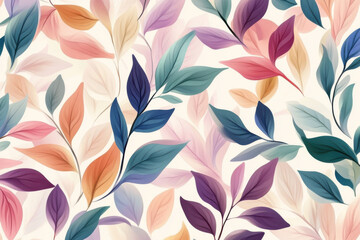 Fototapeta premium Colorful leaves creating a beautiful seamless pattern forming a natural background