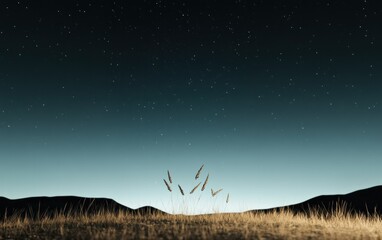 Golden Sparks Exploding Over Night Field Under Starry Sky