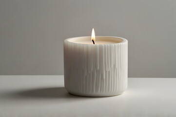 stylish candle on neutral background