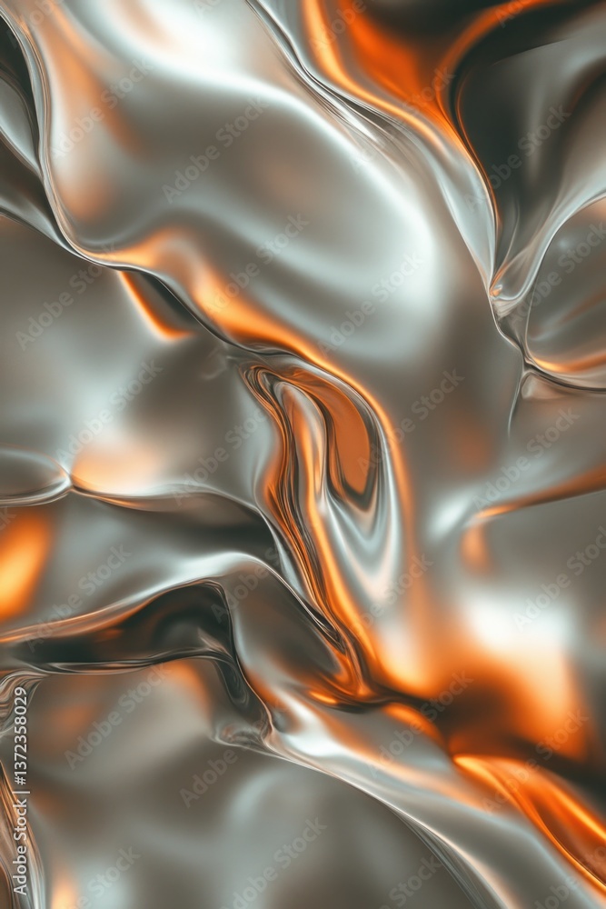 Poster a dynamic abstract pattern showcasing a deep bronze fluid metal appearance.