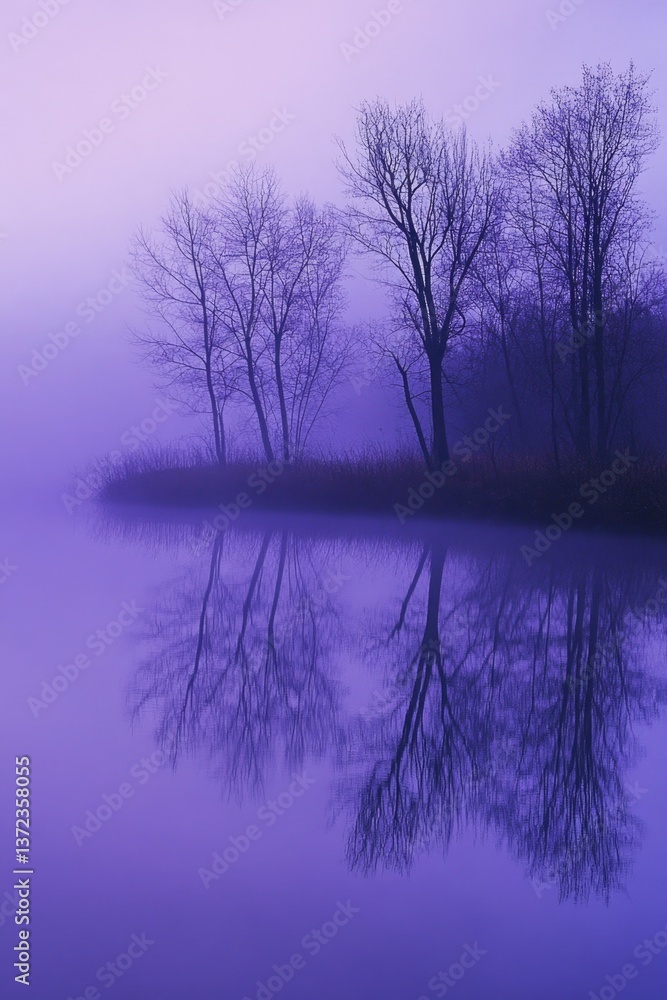 Poster a dynamic mix of violet and azure shades forms a surreal misty pattern.