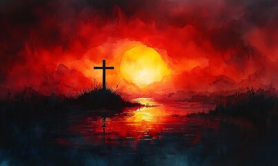 Obraz premium Emergent Light: The Tranquility of the Cross