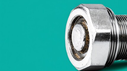 A close up image of a shiny metal bolt