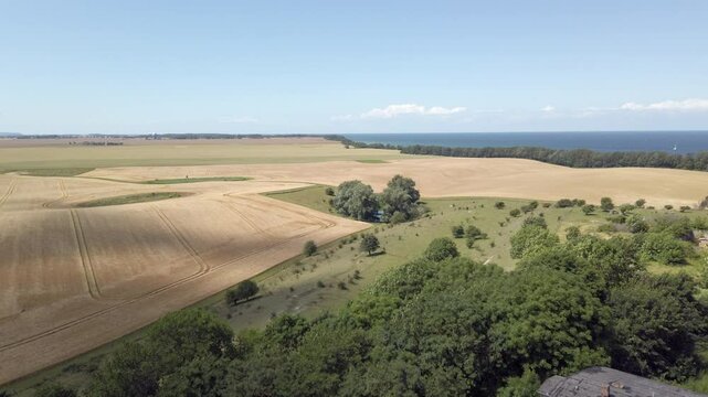 Aerial view of Kap Arkona region in the north of the German island R&uuml;gen, 4k footage