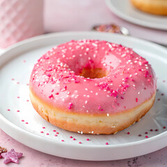 donut with pink icing
