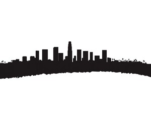 Naklejka premium A black silhouette depicting a city skyline on a white background