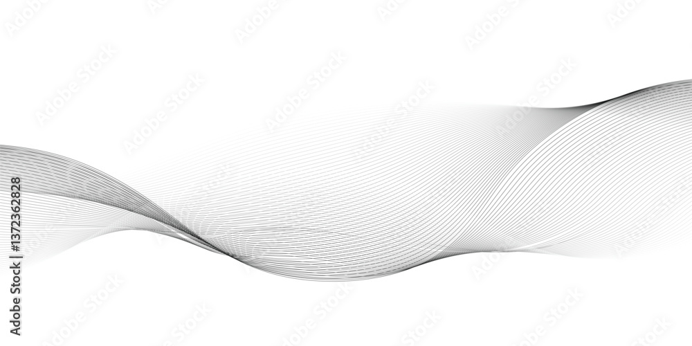 Poster wavy digital futuristic technology curve ocean lines on transparent background. thin line wavy abstr