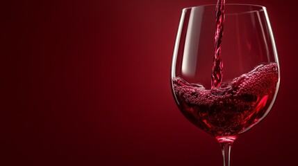 Stunning photo of red wine being poured into a glass over minimalist background