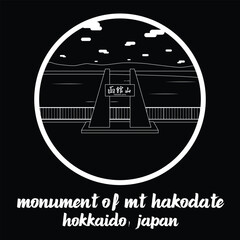 Fototapeta premium Circle Icon Monument of Mt Hakodate. Vector illustration