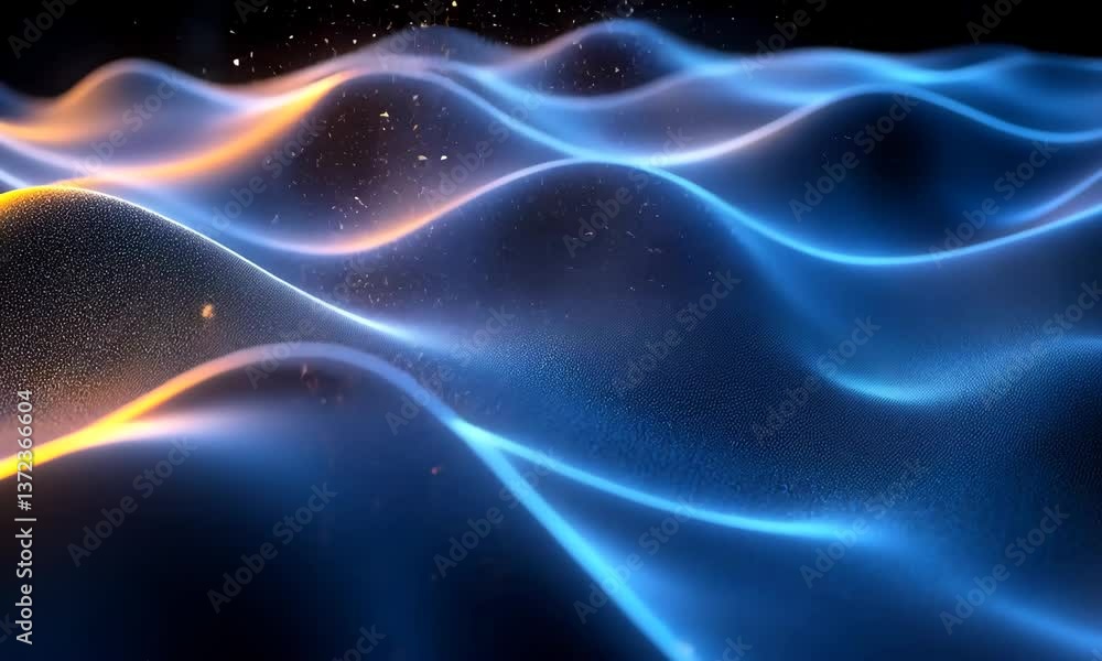 Poster captivating blue wave particle flow animation for abstract backgrounds and visual effects