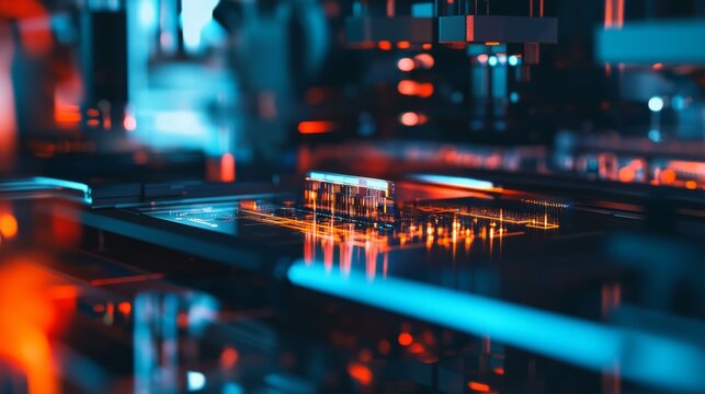 A next gen AI powered quantum computing machine, solving complex problems in a high-tech laboratory, futuristic research environment