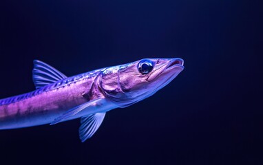 Fototapeta premium Purple Fish in Dark Blue Water