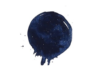 A dark blue watercolor painting representing a night sky
