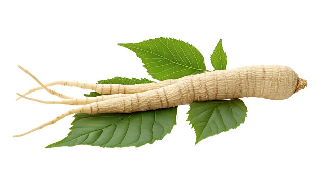 Ginseng and eleutherococcus trifoliatus leaf , clipping path  -  