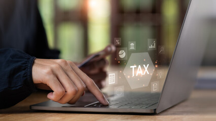 effective tax deduction planning for individuals and companies paying tax rates ,Business people planning annual tax deduction ,tax rate calculation and business financial budget