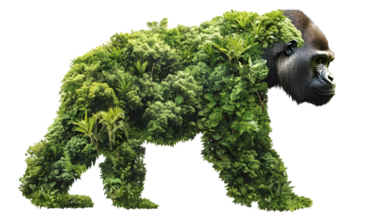 Gorilla-shaped forest illustration , clipping path  -  