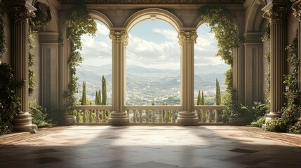 Obraz premium The architecture of a room defined by striking columns and abundant light.