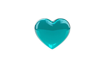 A vibrant turquoise heart shape, reflecting light and showcasing a glossy surface.