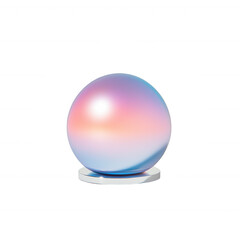 Fototapeta premium A shimmering crystal ball with a gradient of pastel colors, resting on a sleek base, perfect for coining mystical themes and enhancing creativity.
