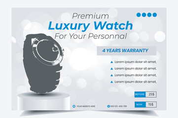 Brand watch sale, social mediaadvertising post, instagram and  digital marketing product sale template