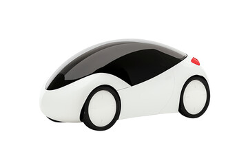 A sleek, futuristic car design featuring a smooth white exterior and rounded edges, emphasizing modern aesthetics and innovation.