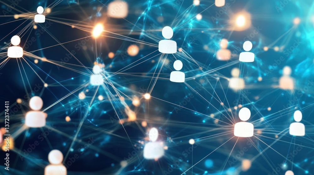 Poster a network of interconnected human figures, representing communication and interaction