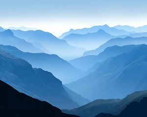 Fototapeta premium Misty blue mountains layered with atmospheric perspective forming a vista