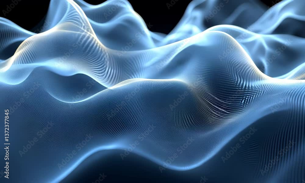 Poster abstract particle wave background with digital light trails for visual effects