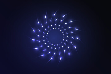 Neon magic circle. Futuristic light circle and circle. Light frame. Vector. Magic portal.